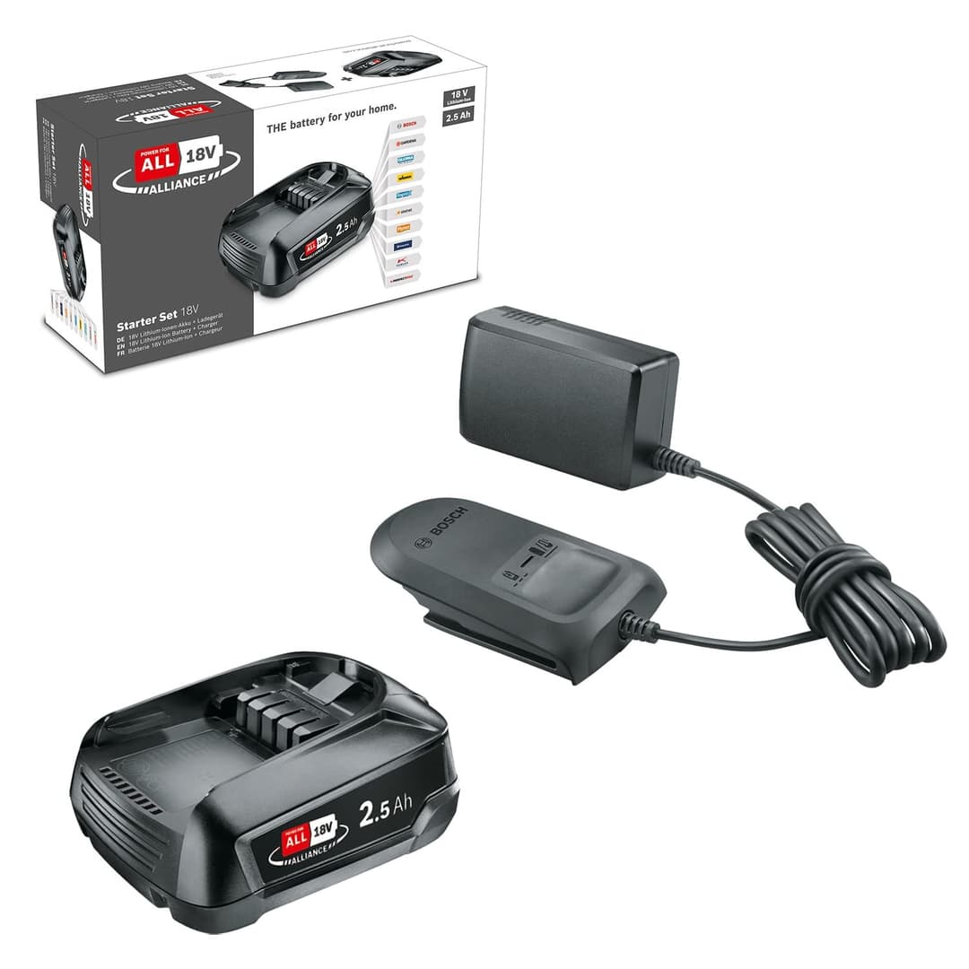 Bosch 18 V Battery and Charger 2.5 Ah Starter Set - Black - Image 1