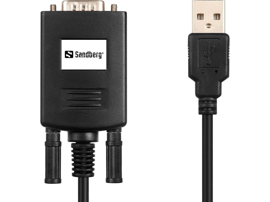 Sandberg USB to Serial Link 133-08 - USB-A to RS-232 9-Pin (D-Sub) Serial Adapter, Black - Image 1