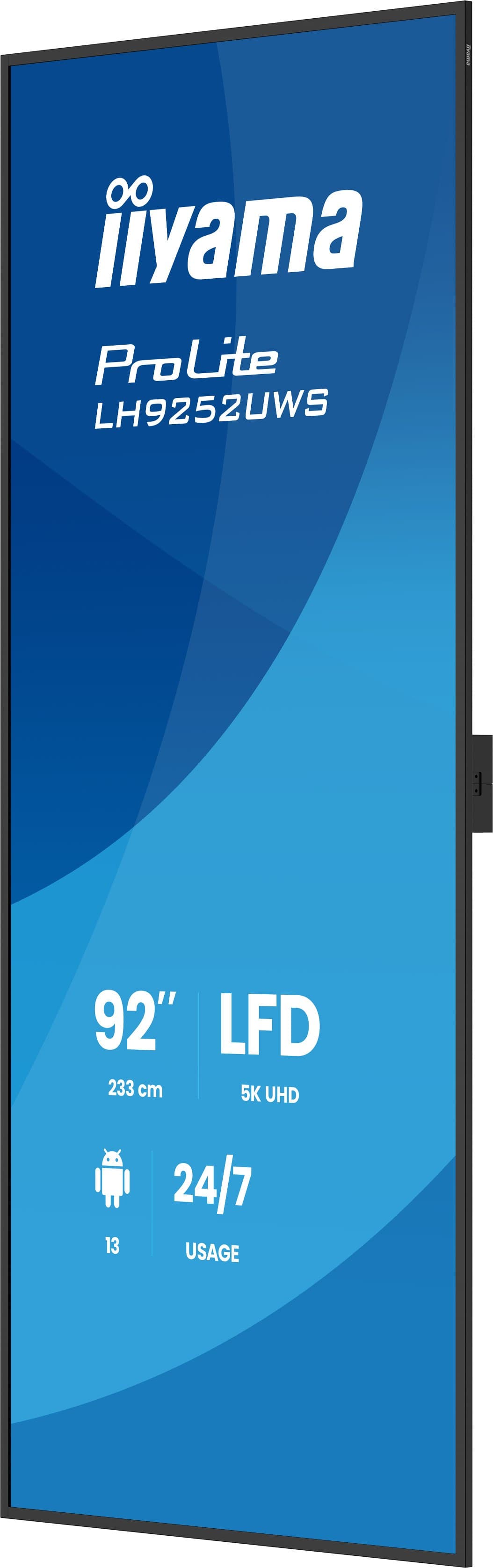 iiyama LH9252UWS-B1AG Signage Display Kiosk design 2.34 m (92") LCD Wi-Fi 500 cd/m² UltraWide 5K HD Black Built-in processor Android 24/7 - Image 3