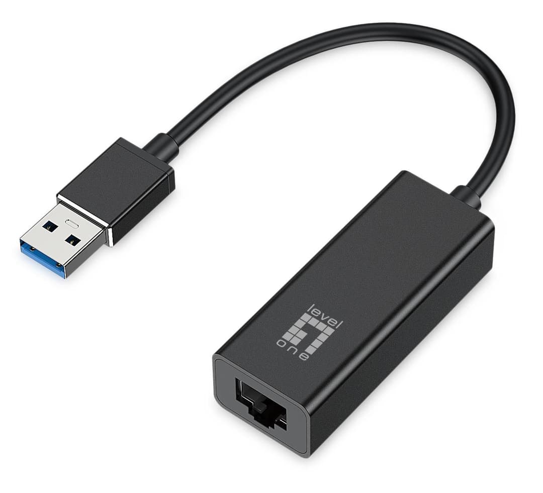 LevelOne USB-0401 USB 3.0 to Gigabit Ethernet Adapter, RJ45, Black - Image 1
