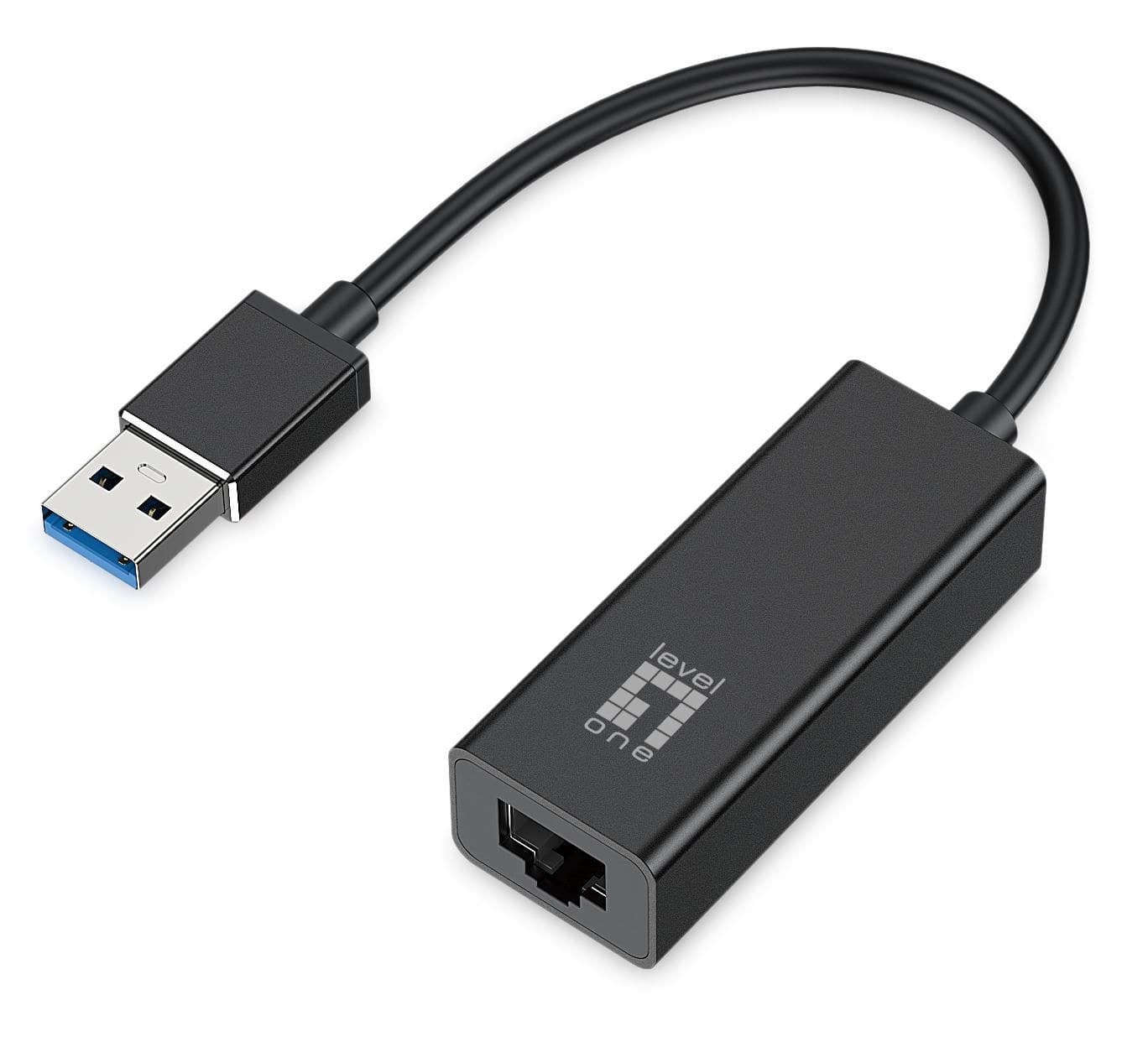 LevelOne USB-0401 USB 3.0 to Gigabit Ethernet Adapter, RJ45, Black