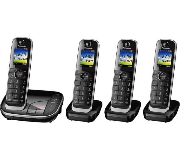 Panasonic KX-TGJ424EB Cordless Phone - Quad Handsets, Black - Image 1