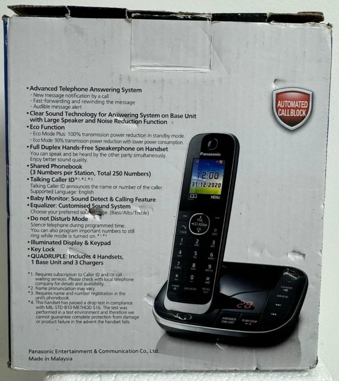 Panasonic KX-TGJ424EB Cordless Phone - Quad Handsets, Black - Image 5