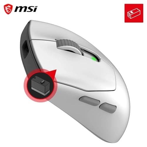 MSI FORGE GM340 Wireless Gaming Mouse, 12000 DPI, 2.4GHz + Bluetooth, 57g - White - Image 5