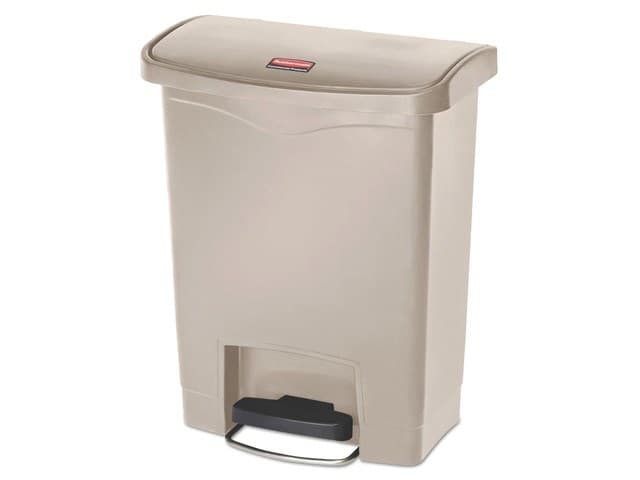 Rubbermaid® Slim Jim Rectangular Plastic Wastebasket  Step-On  24 Gallons  White - Image 4