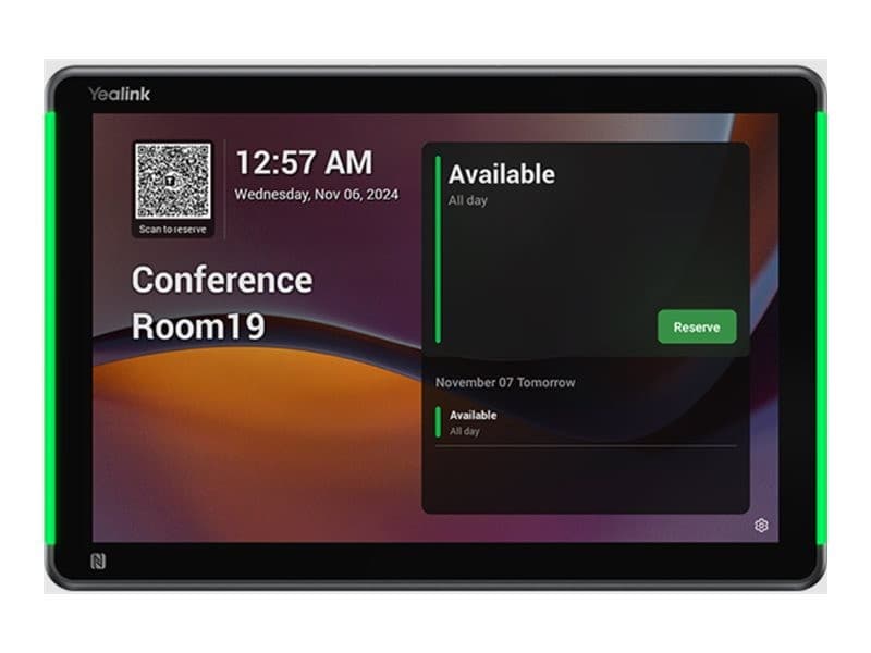 Yealink RoomPanel Plus E2 - meeting room availability monitor - 802.11a/b/g/n/ac, Bluetooth 5.0, NFC