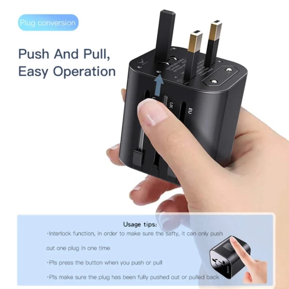 Yesido MC-09 Multi-function Universal Travel Adapter Plug - Black - Image 4