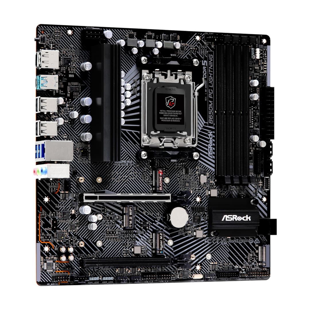 Asrock B650M PG LIGHTNING AMD B650 DDR5 Micro-ATX Socket AM5 Motherboard - Image 3