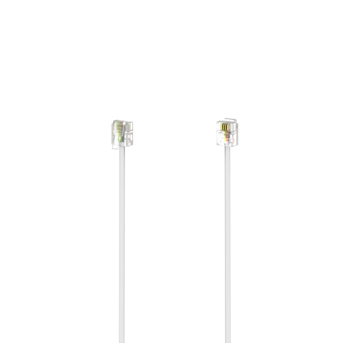 Hama 00201133 Modular Telephone Cable, RJ11 (6P4C) Plug to Plug, 3 m, White