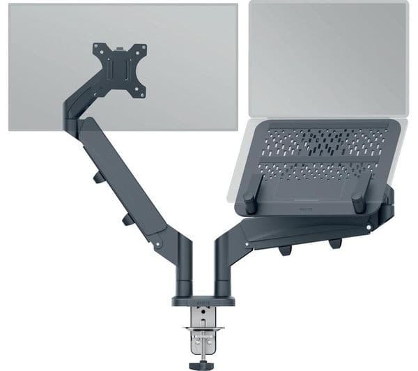 LEITZ Ergo Space Saving Dual Arm Tilt & Swivel 17-32" Monitor and 13-17" Laptop Desk Mount - Image 2