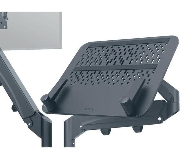 LEITZ Ergo Space Saving Dual Arm Tilt & Swivel 17-32" Monitor and 13-17" Laptop Desk Mount - Image 3