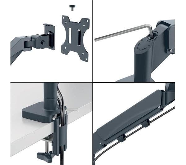 LEITZ Ergo Space Saving Dual Arm Tilt & Swivel 17-32" Monitor and 13-17" Laptop Desk Mount - Image 5