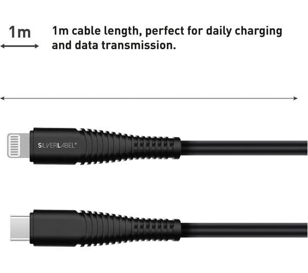 SILVERLABEL USB Type-C to Lightning Cable 1m Black - Image 5