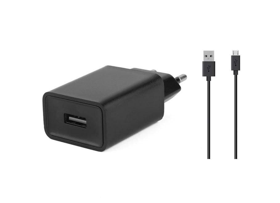 CoreParts MSPP2860B Micro USB Mains Charger, 10W 5V 2A, EU Plug, 1m Captive Cable, Black