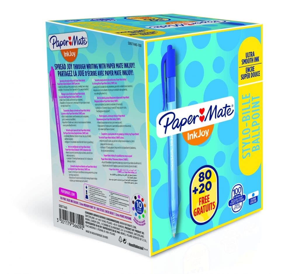 Paper Mate S0977440 Inkjoy Retractable Pens Blue Ink - Pack of 100 - Image 1