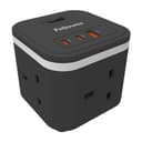 Fellowes Power Cube with 3 Power Socket Extension USB-A & USB-C Ports Black thumbnail 1