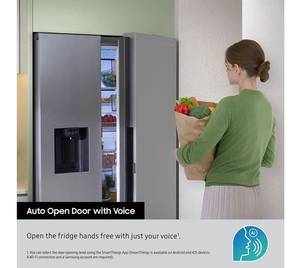 SAMSUNG Bespoke AI Series 8 On-device Bixby RS80F66KBTEU American-Style Fridge Freezer - Silver - Image 9