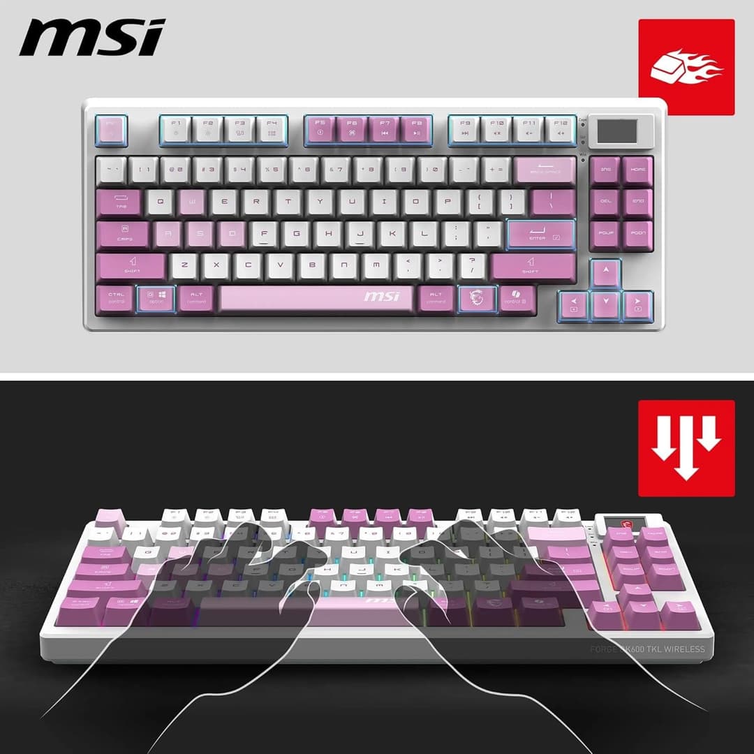 MSI Forge GK600 TKL Wireless RGB Mechanical Gaming Keyboard - Violet - Image 5