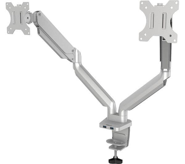 FELLOWES Platinum Series Dual Arm Full Motion 40" Monitor Desk Mount - Silver - Image 1