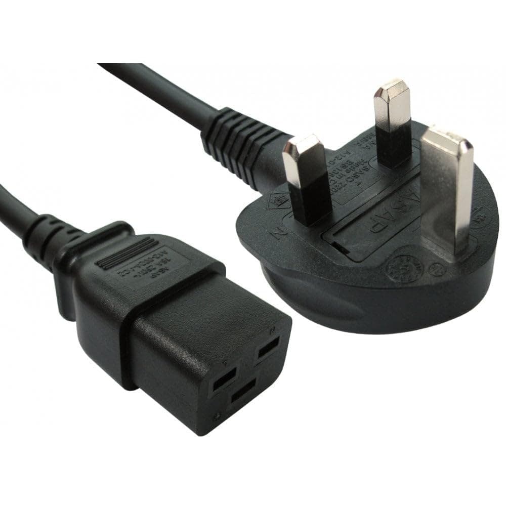 Cables Direct Xclio Square Connector Mains Lead UK Plug to C19 Mains Lead - Image 1