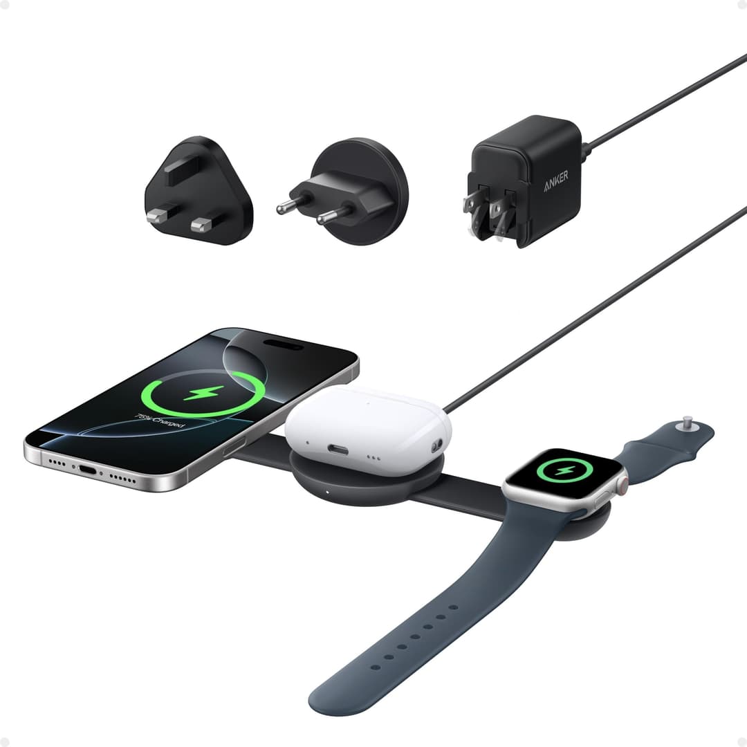 Anker MagSafe Compatible 3-in-1 Wireless Charging Station, Qi2 Certified 15W MagGo Charger, Foldable Travel Wireless Charging Pad for iPhone 17/16/15/14 Series, AirPods, Apple Watch (Not a Power Bank) - Image 3