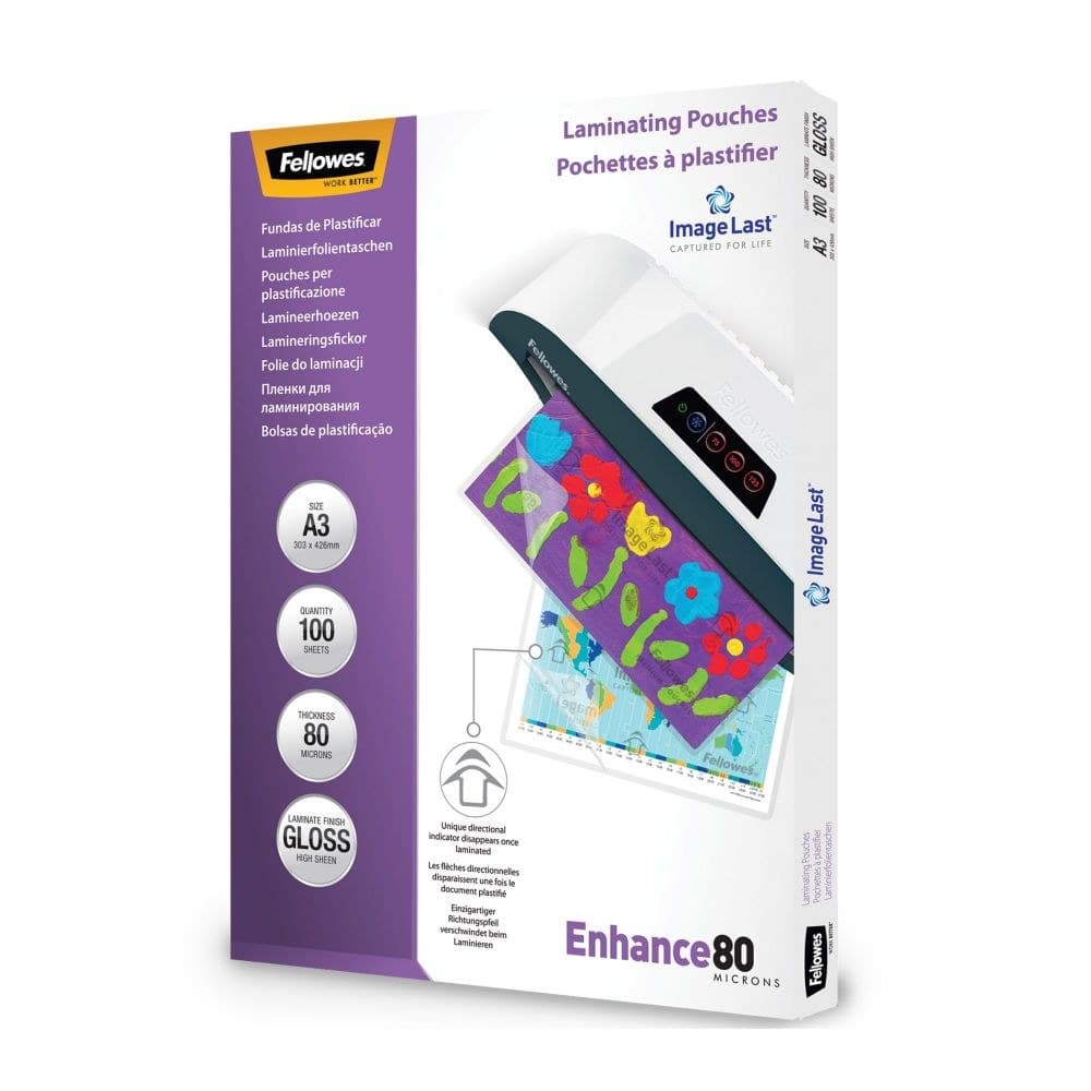 Fellowes 5306207 IL A3 80Mic Pouch 100pk - Image 1