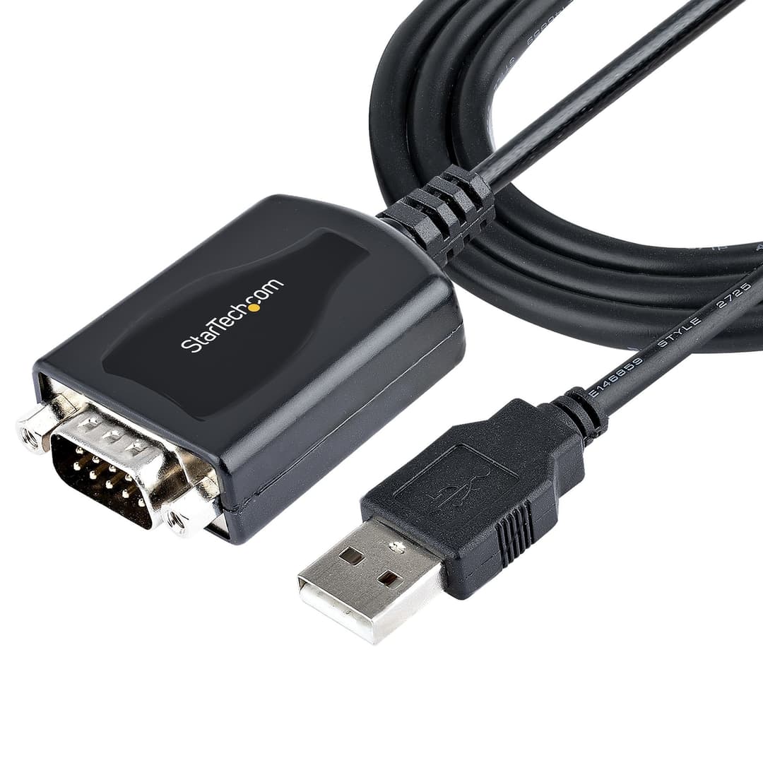 StarTech.com 3ft (1m) USB to Serial Cable with COM Port Retention, DB9 Male RS232 to USB Converter, USB to Serial Adapter for PLC/Printer/Scanner, Prolific Chipset, Windows/Mac - Image 1