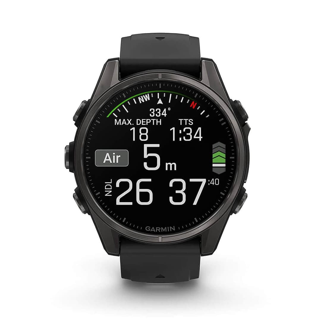 Garmin Fenix 8 AMOLED 43mm Sapphire - Carbon Grey DLC Titanium with Black/Pebble Grey Band - Image 3