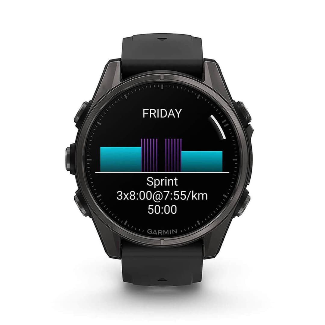 Garmin Fenix 8 AMOLED 43mm Sapphire - Carbon Grey DLC Titanium with Black/Pebble Grey Band - Image 4