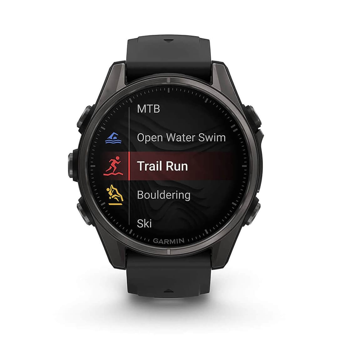 Garmin Fenix 8 AMOLED 43mm Sapphire - Carbon Grey DLC Titanium with Black/Pebble Grey Band - Image 7