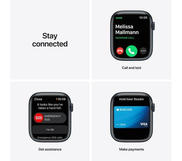 APPLE Watch Series 7 Cellular 4G 45mm Midnight Aluminium with Midnight Sport Band - Image 6
