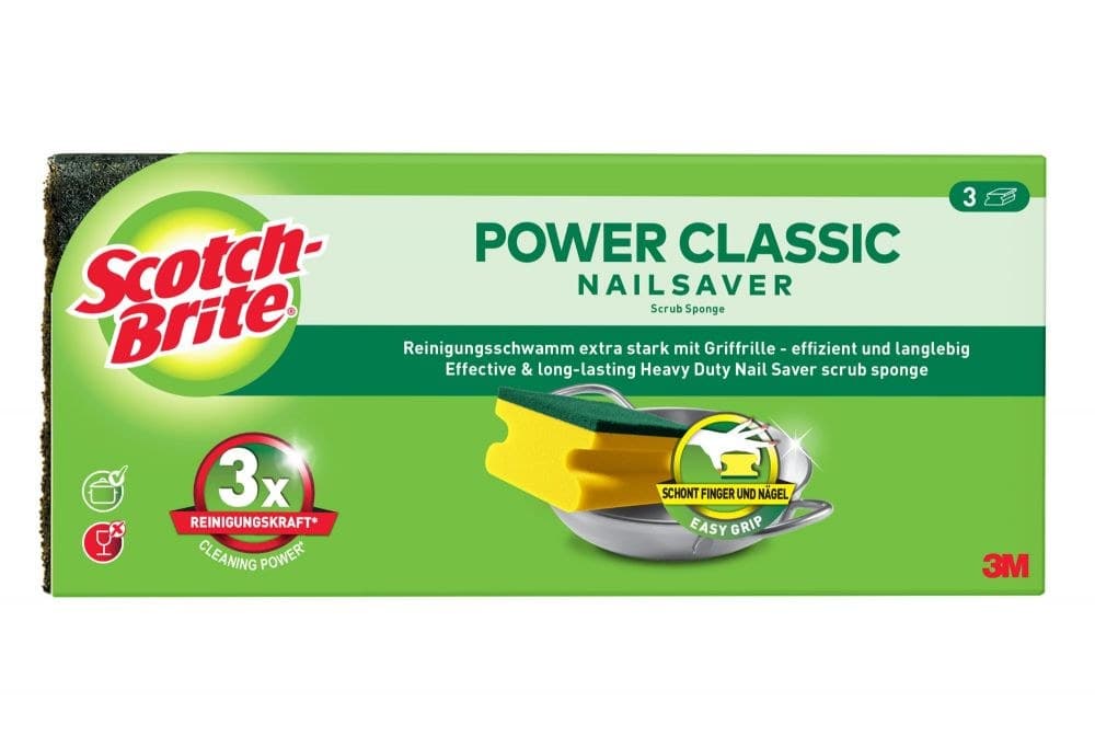Scotch-Brite Pack of 3 Classic Nail Saver Scrub Sponge - Image 1