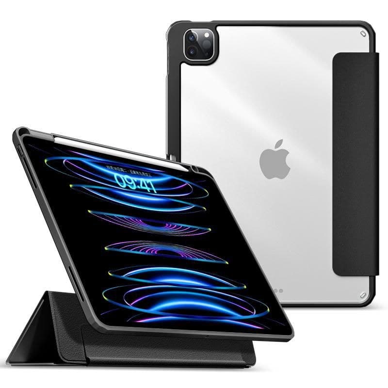 eSTUFF BOSTON Detachable Mirror Pencil Case for iPad Pro 12.9 2022/2021 - Black/Transparent - Image 1