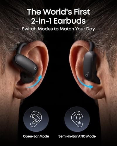 soundcore AeroFit 2 Pro by Anker, 2-in-1 Hybrid Earbuds with Awareness Mode and Focus Mode, Bluetooth 6.1, Hi-Res, LDAC, Spatial Audio, Al Clear Phone Calls, IP55, 34H Total Playtime - Image 5