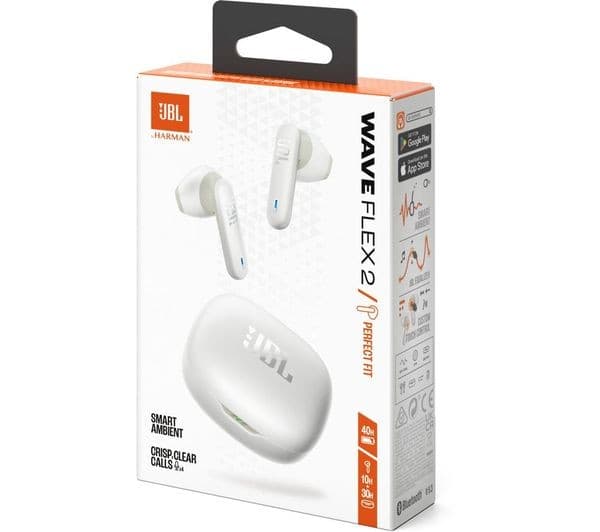 JBL Wave Flex 2 Wireless Bluetooth Earbuds - White - Image 7