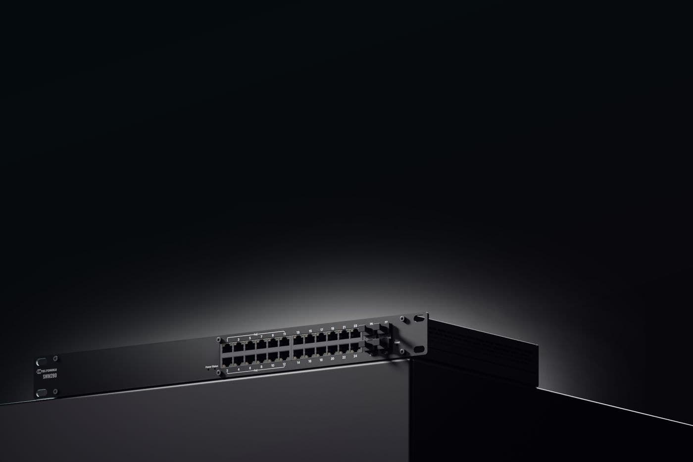 Teltonika SWM280 24-Port Gigabit Managed PoE+ Rack Switch (12x PoE+, 4x SFP)