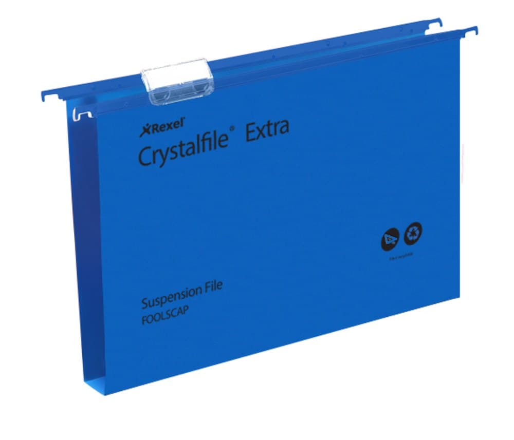 Rexel Crystalfile Extra Foolscap Suspension File 30mm Blue (25) - Image 2