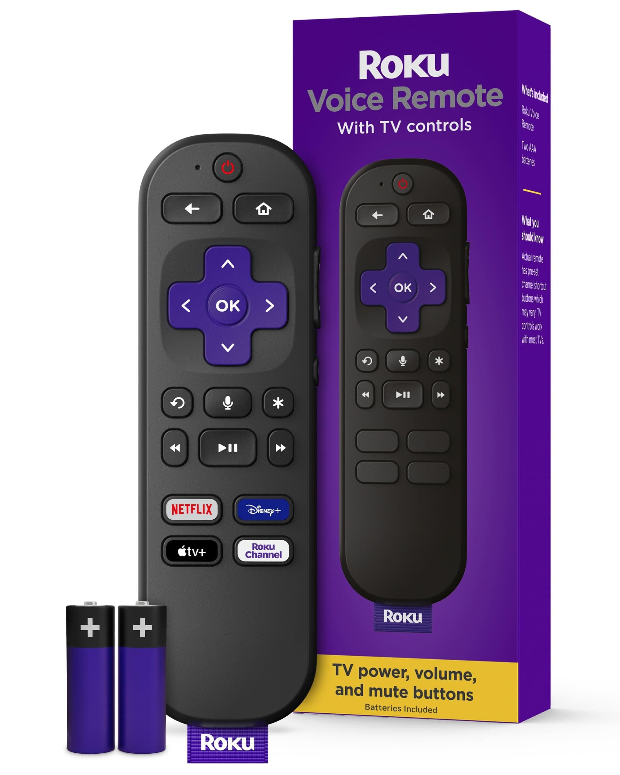 Roku Voice Remote (Official Manufacturer Product) for Roku Players, Roku Audio, and Roku TV - Black