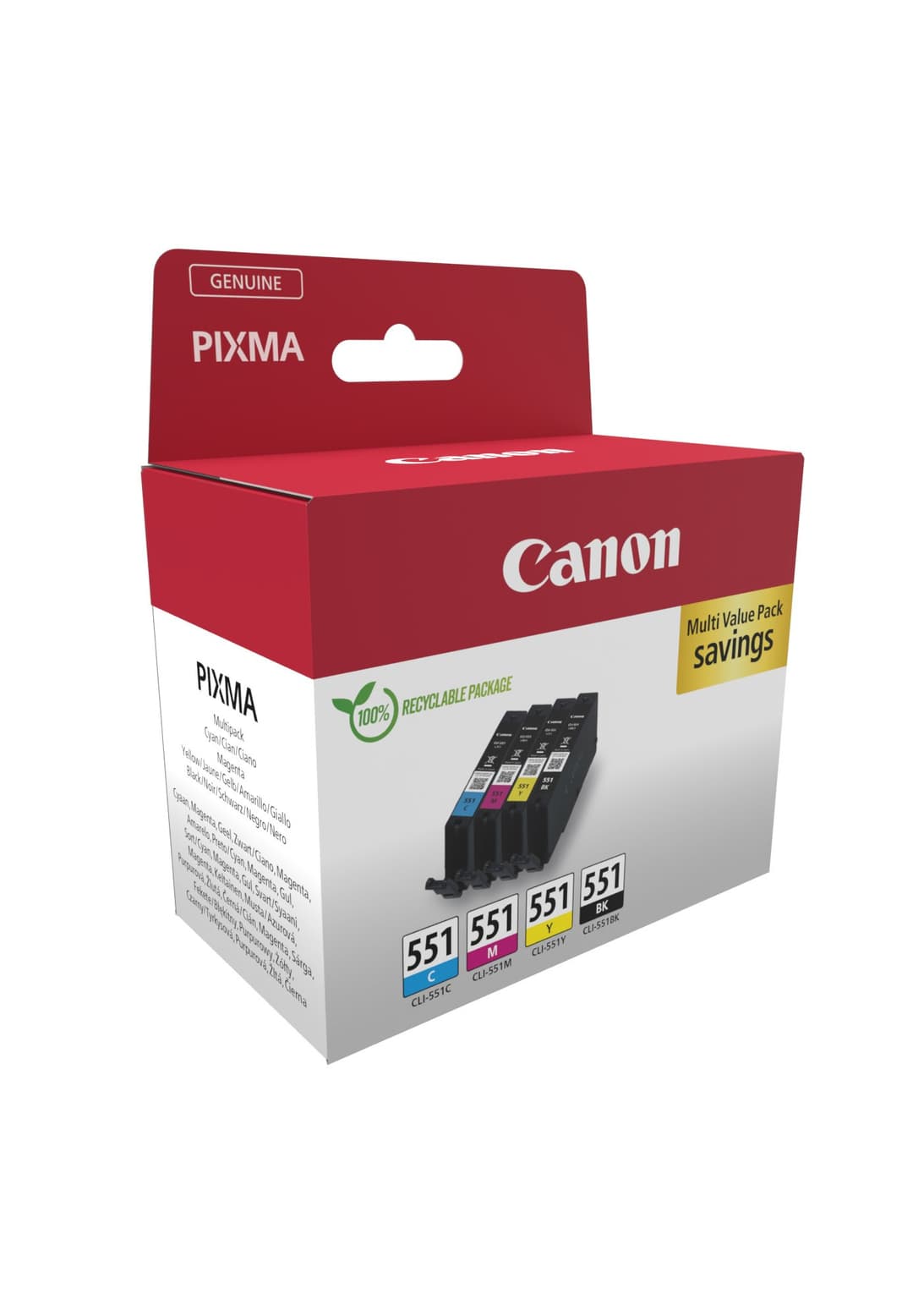 Canon CLI-551 Ink Cartridge Multipack (6509B016) - Black, Cyan, Magenta, Yellow - Image 2