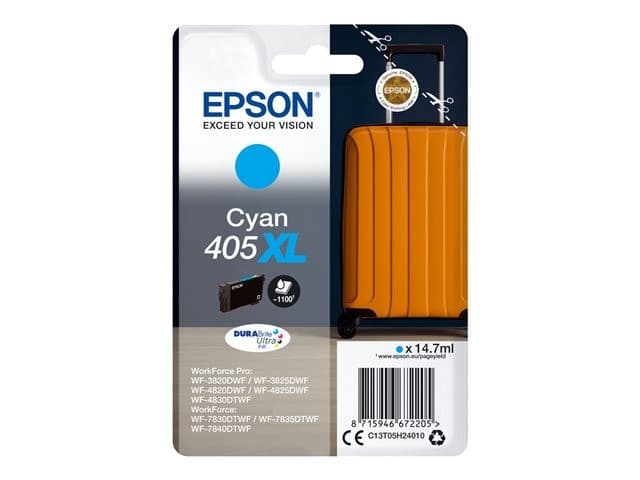 Epson 405XL Suitcase DURABrite Ultra High Capacity Ink Cartridge - Cyan - Image 1
