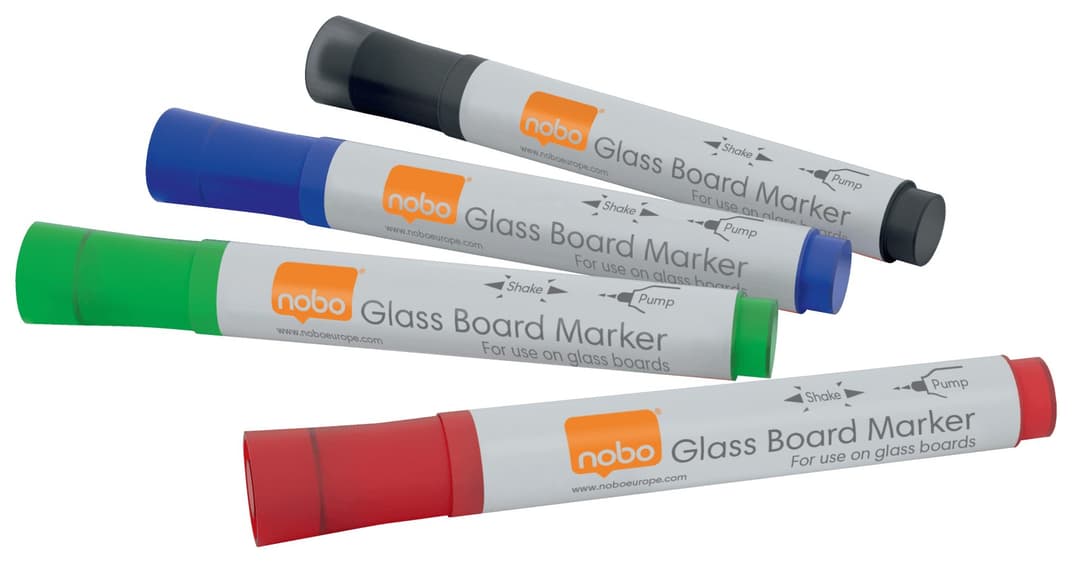 Nobo Glass Whiteboard Markers (4 pcs) - Image 1