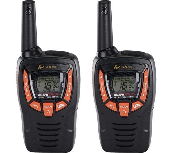COBRA AM655 Walkie Talkie - Twin Pack, Black & Orange - Image 1