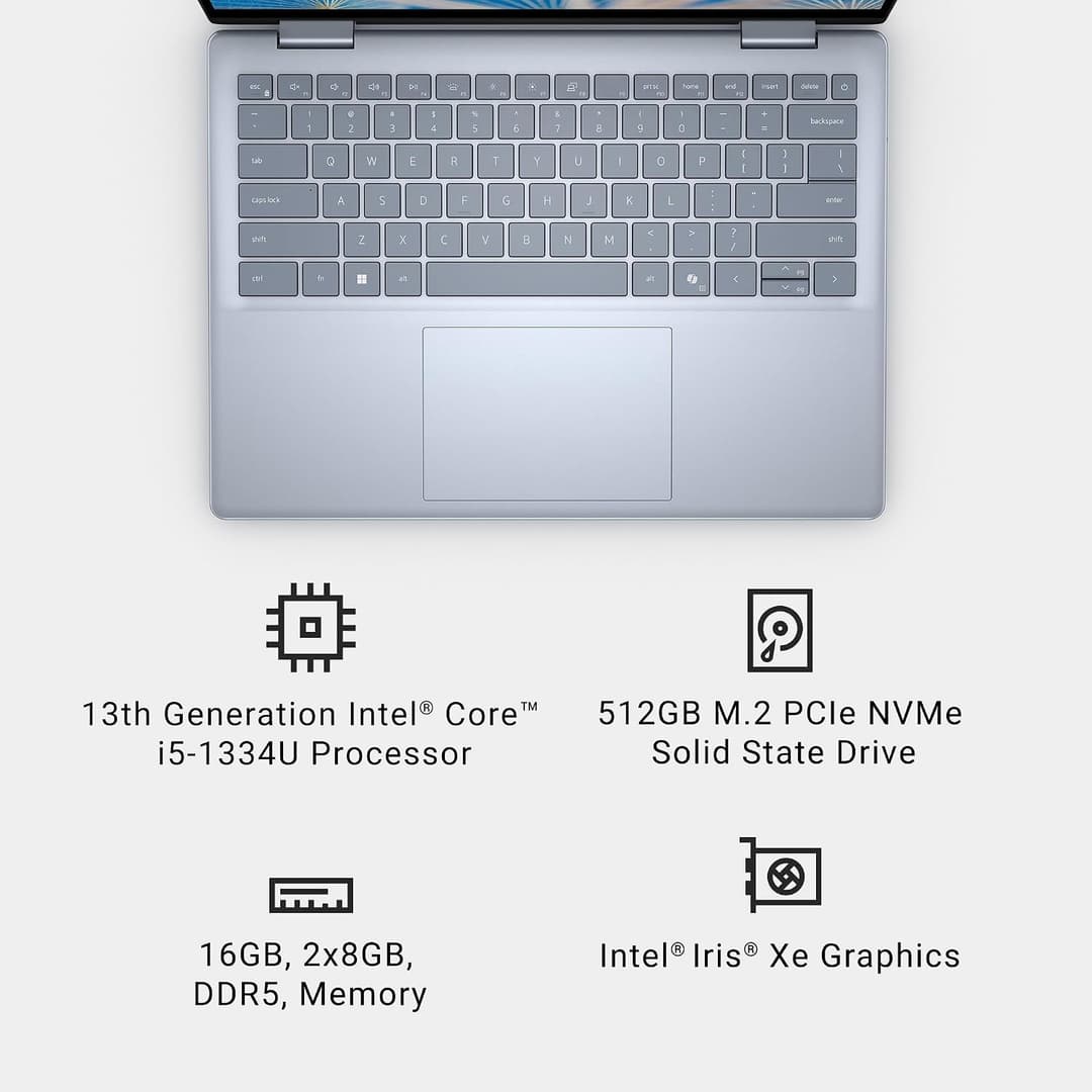 Dell Inspiron 14, 2 in 1 Laptop i5 16GB 512GB 14" Touch Windows 11 - Ice Blue - Image 7