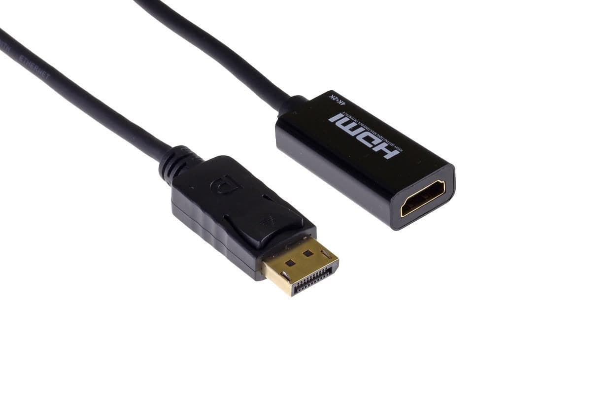 Mercodan PRO DisplayPort to HDMI Adapter, DP Male to HDMI Female, 0.15m, 4K@60Hz, ULTRA SOFT, Black