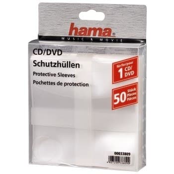 Hama CD/DVD Protective Sleeves, Pack of 50 50 discs Transparent - Image 1