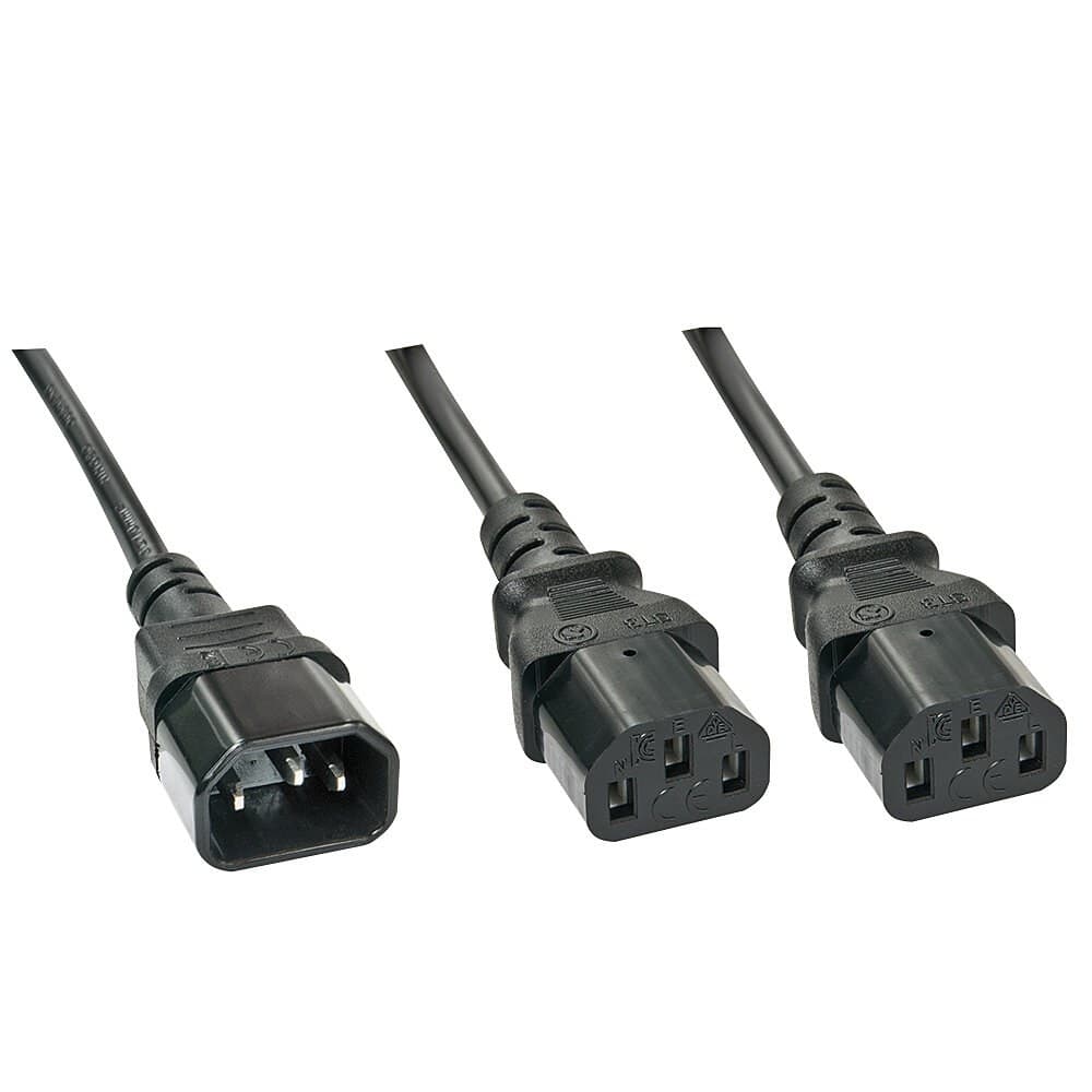 Lindy 1m IEC Splitter Cable IEC C14 to 2 x IEC C13 - Image 1