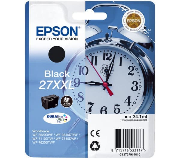 EPSON Alarm Clock 27XXL Black Ink Cartridge - Image 1