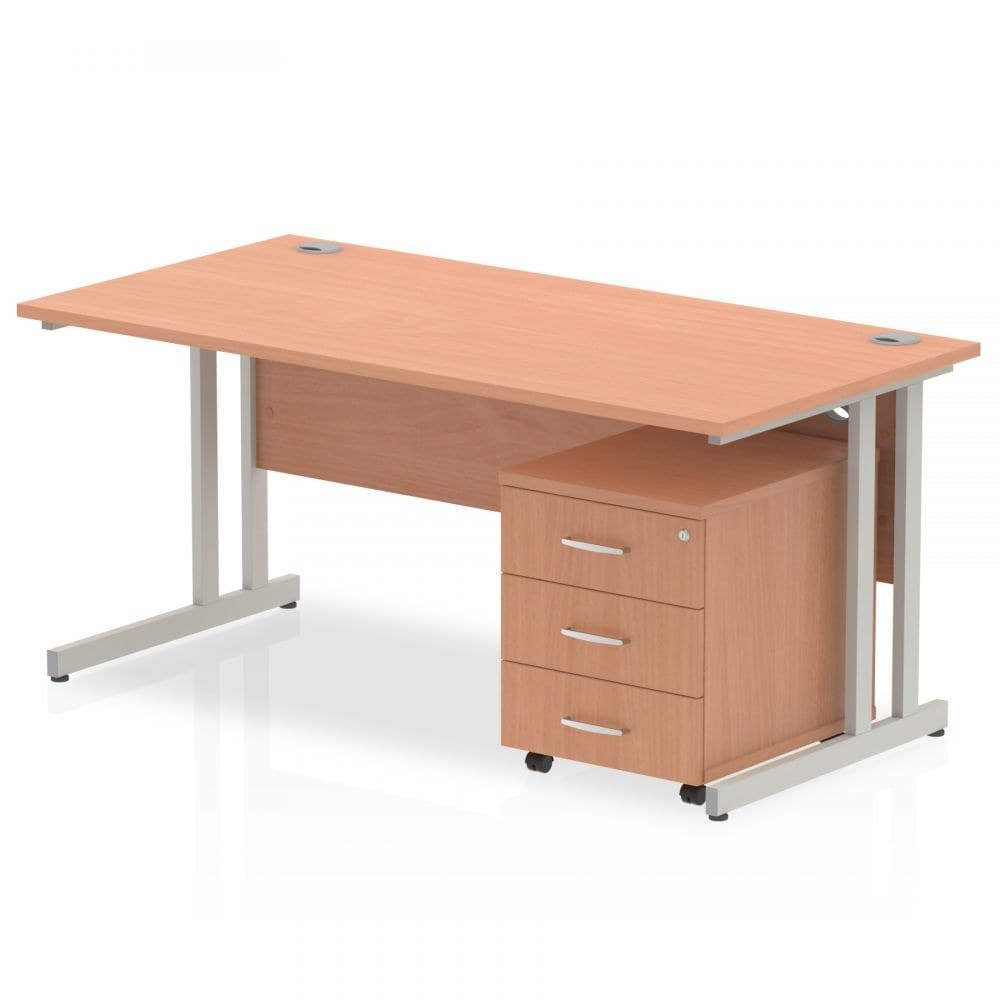 Dynamic Impulse 1400 x 800mm Straight Desk Beech Top with Mobile Pedestal