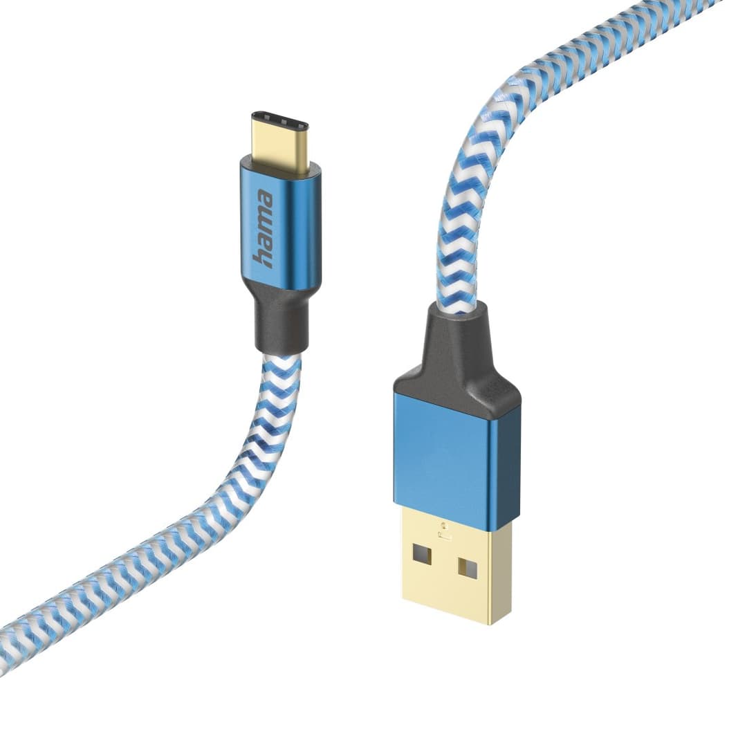Hama Reflective USB-A to USB-C Charging Cable, 1.5 m, Blue - Image 2