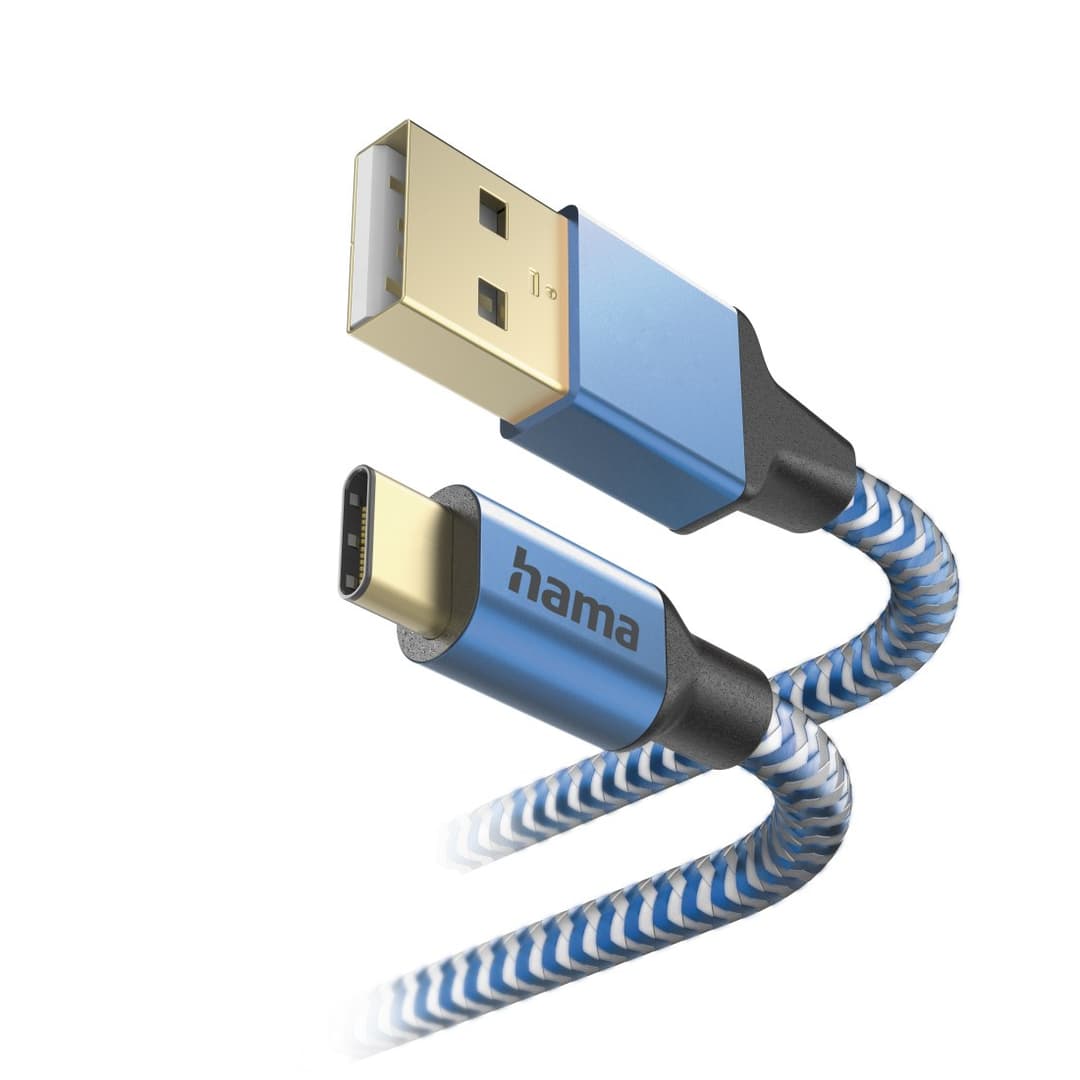 Hama Reflective USB-A to USB-C Charging Cable, 1.5 m, Blue - Image 3